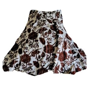 GAP FULL Skirt with Brown & White Floral Pattern